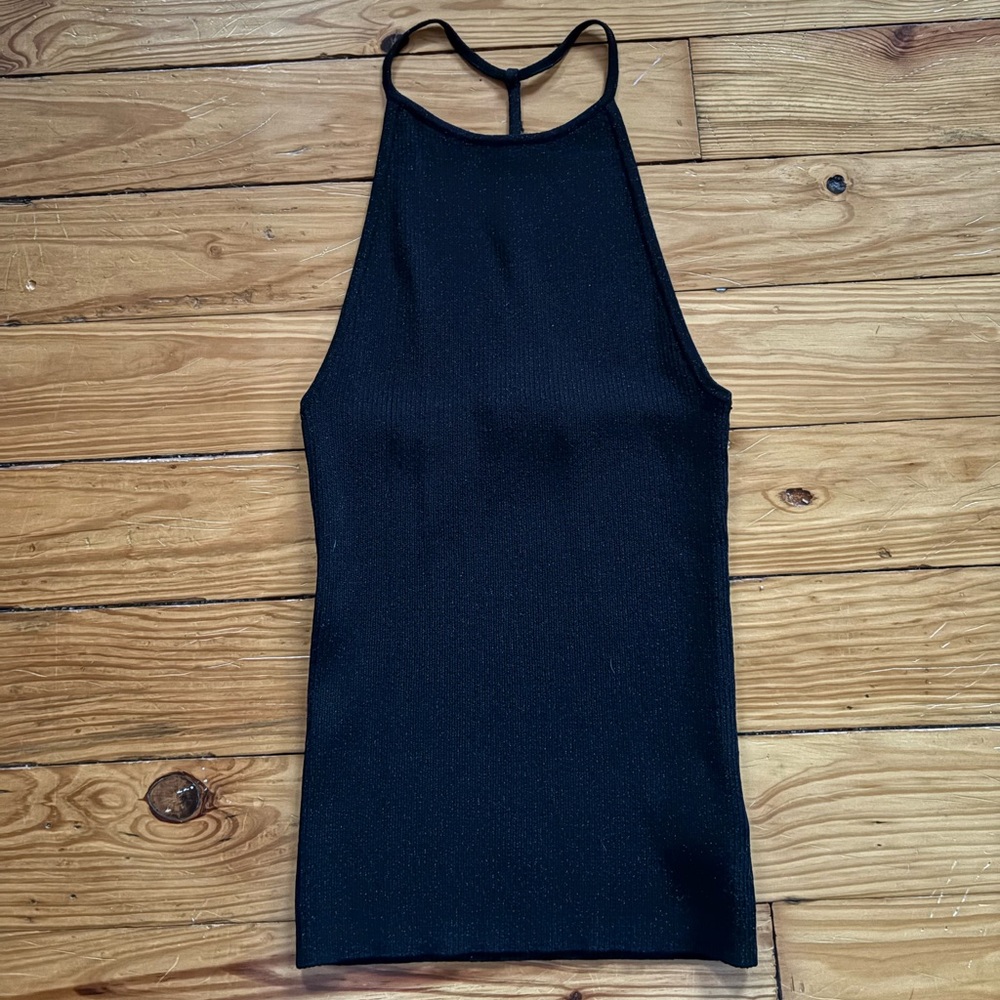 Intermix Black Lurex Vivian Halter Top